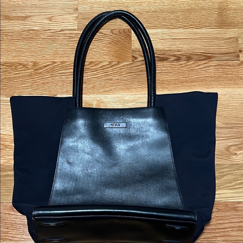 Tumi Black Leather & Nylon Tote